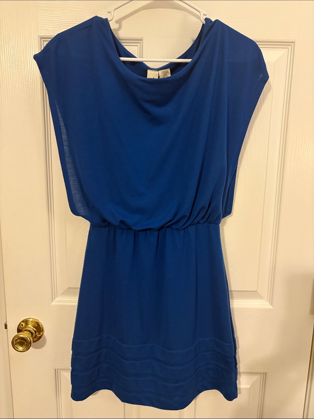 L8teR Royal Blue Elastic-Waist Mini Dress